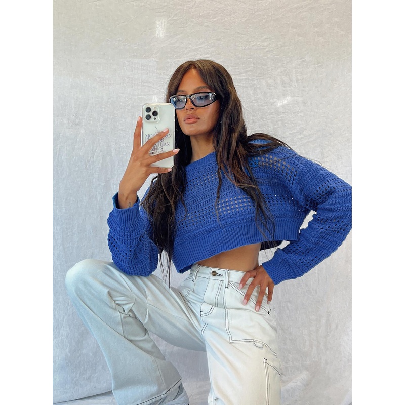 Newsam Cropped Sweater Blue