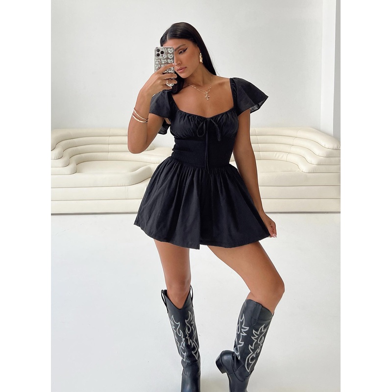 Front Row Playsuit Black