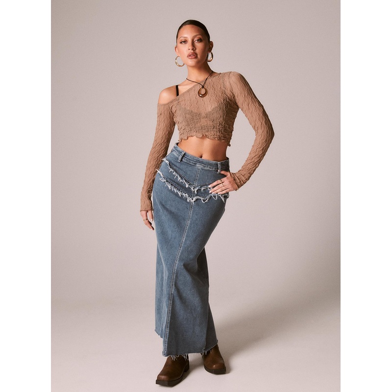 Lune Denim Maxi Skirt Blue
