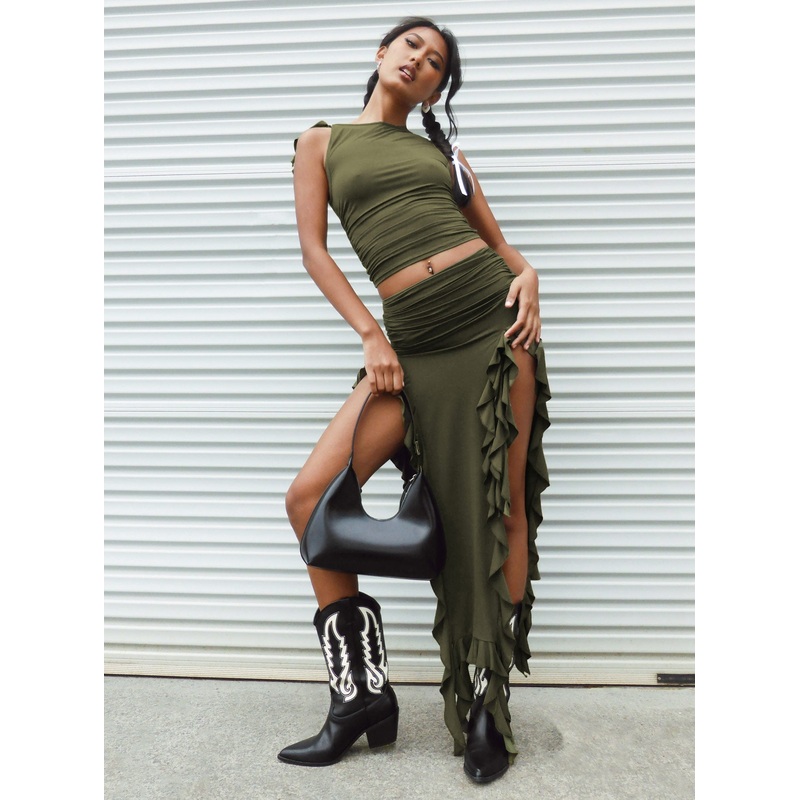 Rendezvous Maxi Skirt Olive