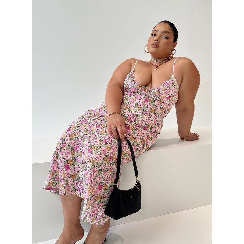 Emily Maxi Dress Pink Floral Curve