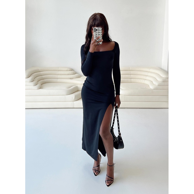 Hayward Long Sleeve Midi Dress Black