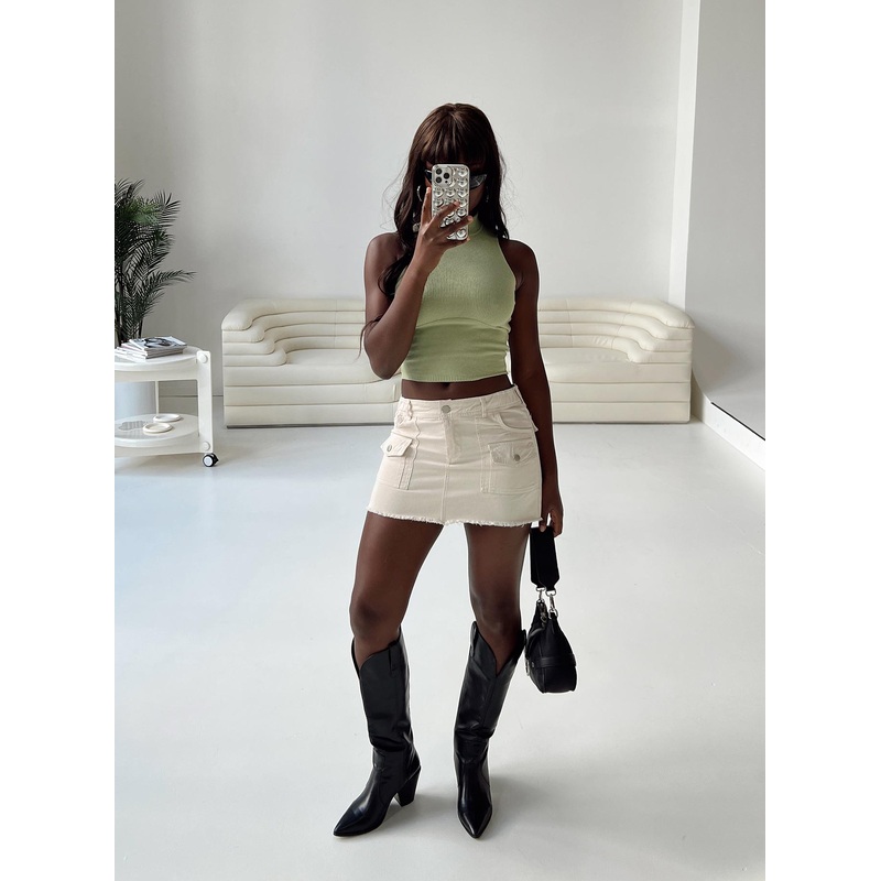 Kirky Cargo Mini Skirt Beige