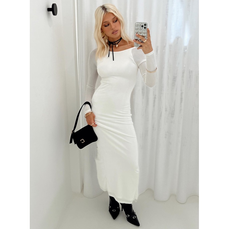 Mariani Backless Maxi Dress White