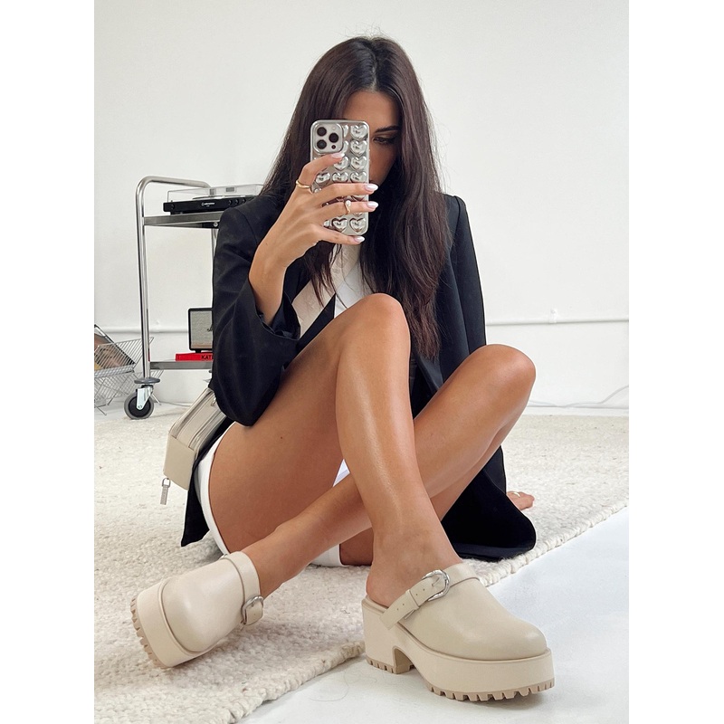 Rinaldi Slide On Flats Cream