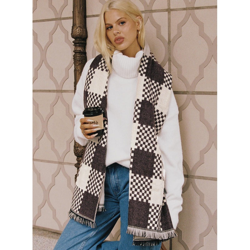 Ruthie Check Scarf Brown / White
