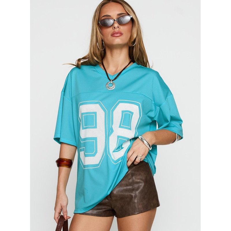 98 Sports Oversized Graphic Tee Blue