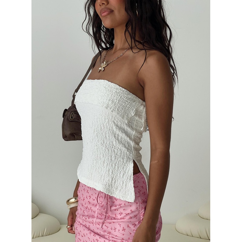 Angel Fire Strapless Top White