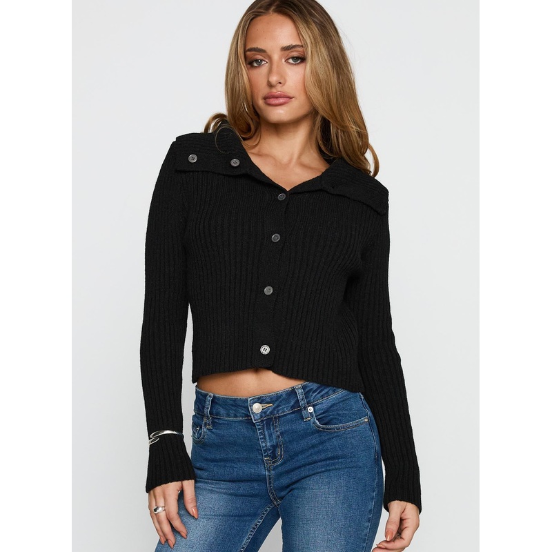 Extraordinary Collared Knit Sweater Black