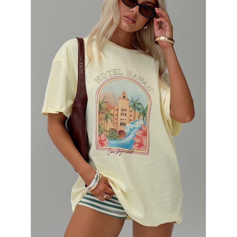 Hotel Hawaii Oversized Tee Yellow
