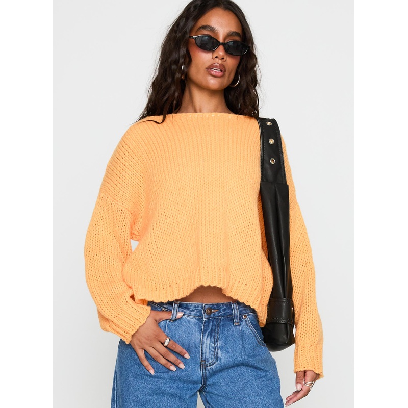 In The Evening Knit Sweater Orange