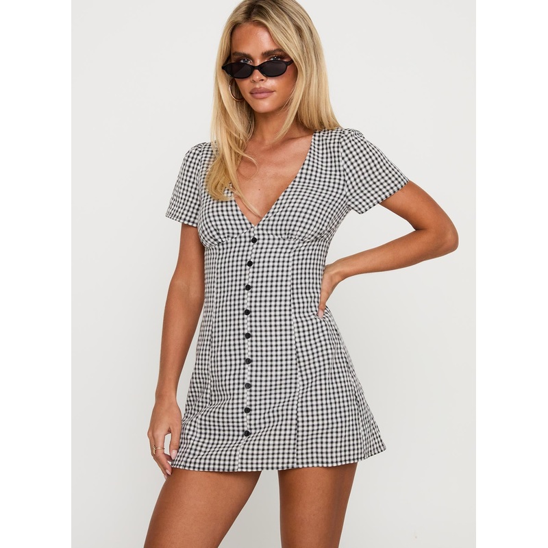 Loveliness Playsuit Black / White Check
