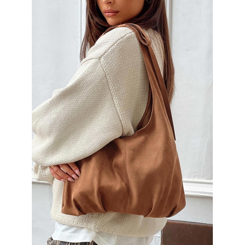 Neddy Faux Suede Bow Bag Brown