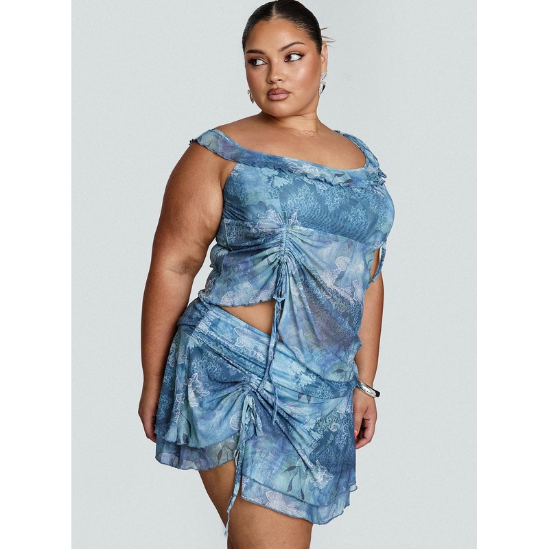 Rosee Frill Mini Skort Blue Multi Curve
