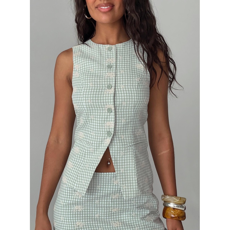 Worth It Button Up Top Green Check