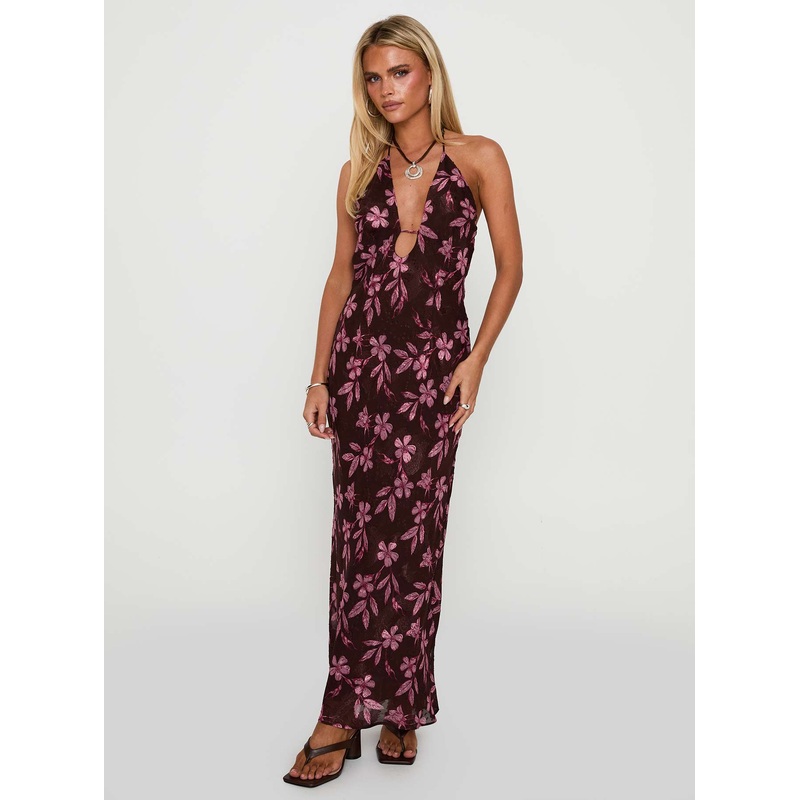 Yasminn Maxi Dress Brown / Pink