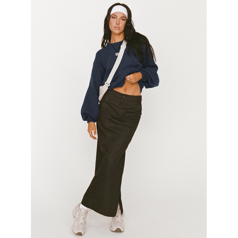 Devine Cargo Maxi Skirt Black