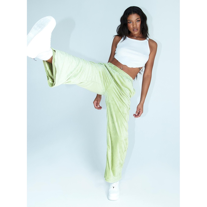 Hilton Velour Track Pants Sage Green