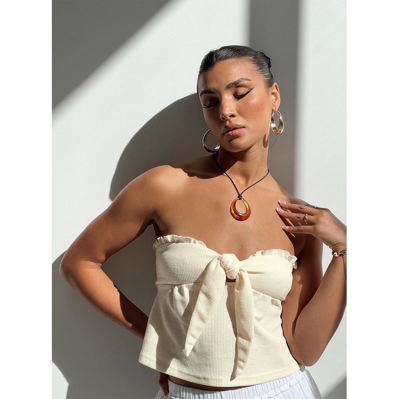 Lyliana Strapless Top Cream