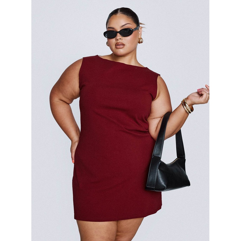 Zimmie Mini Dress Burgundy Curve