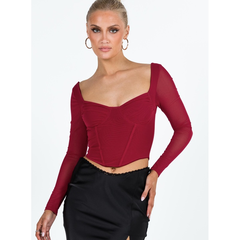 Bruna Long Sleeve Top Red