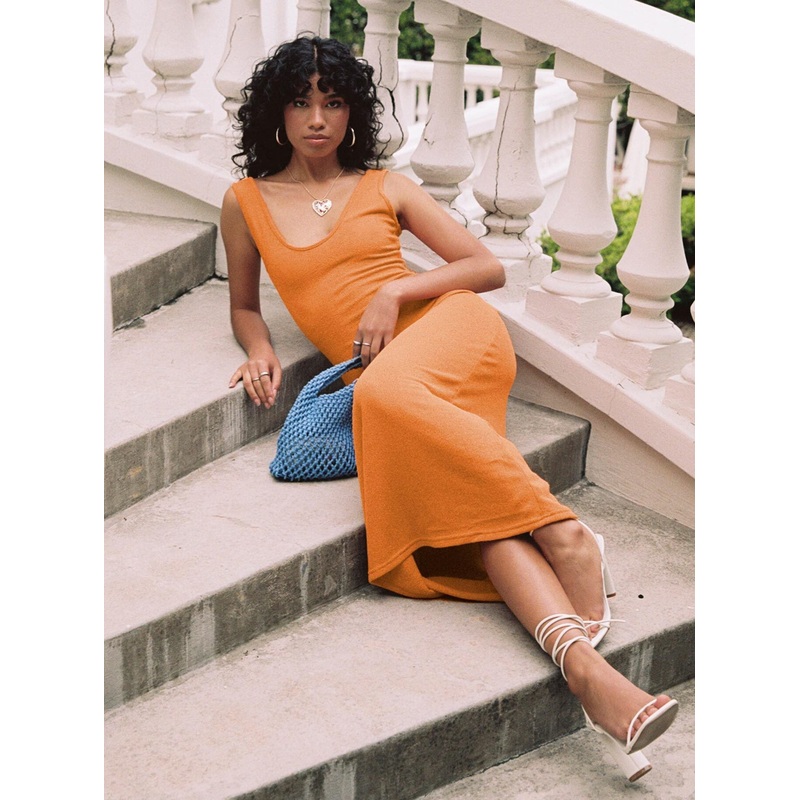 Eberose Reversible Maxi Dress Orange