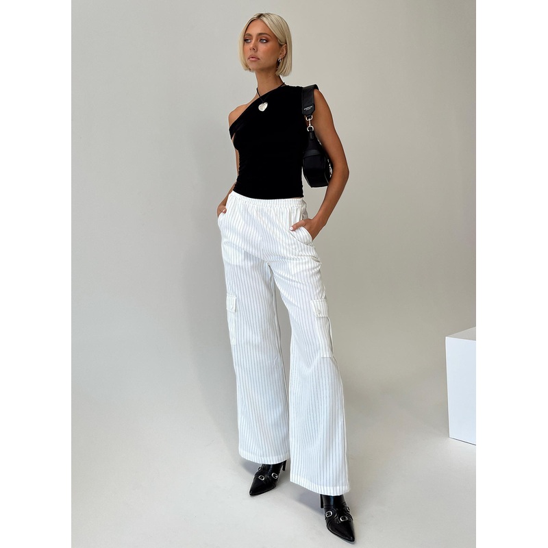 Lista Elastic Pocket Pants White Pinstripe