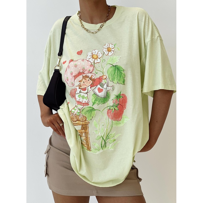 Strawberry Girl Oversized Tee Green