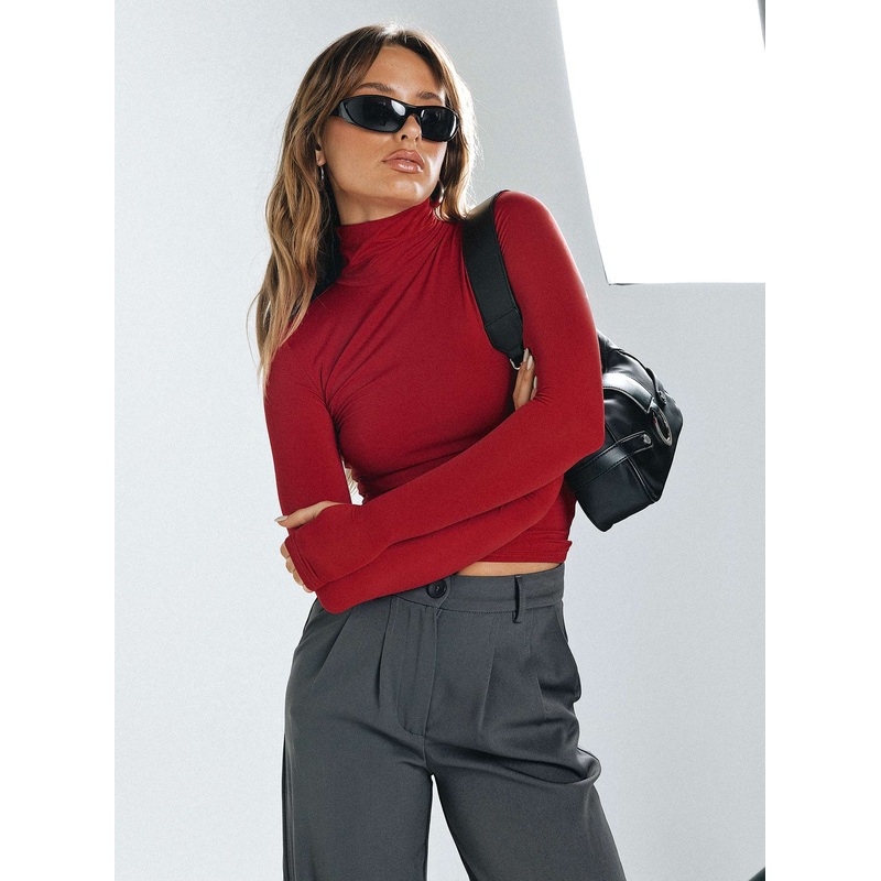 Elysium Long Sleeve Turtleneck Top Red