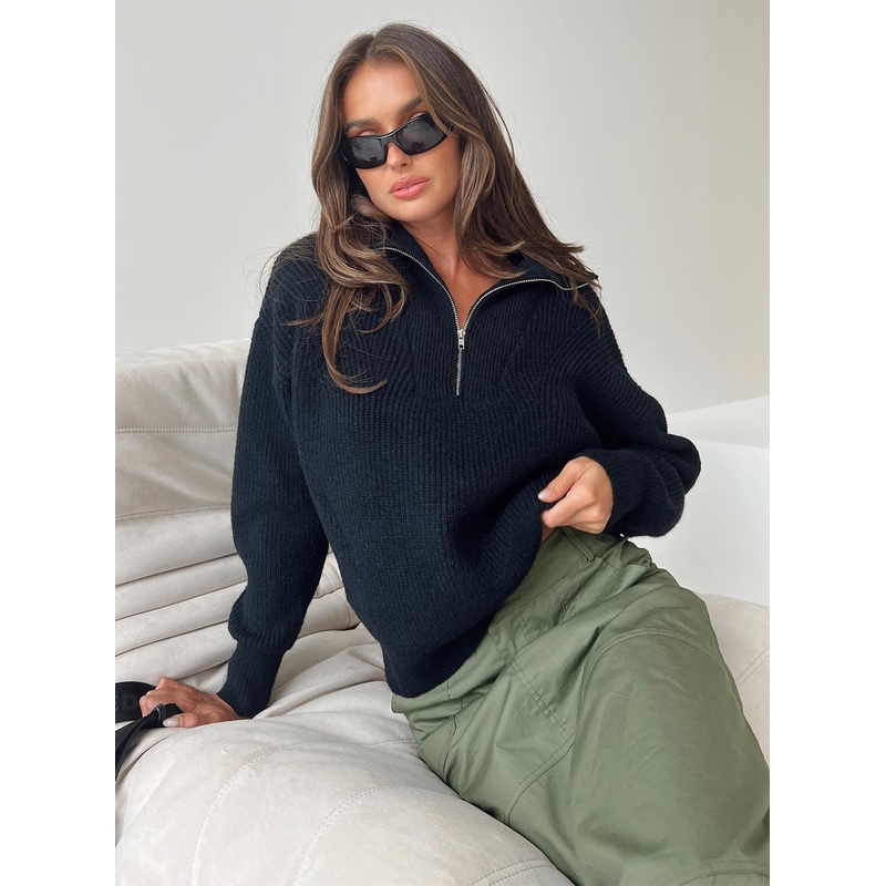 Ferry Zip Front Jumper Black