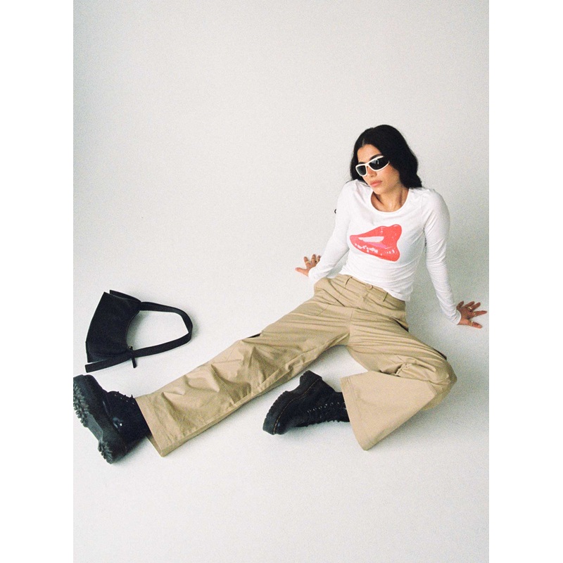 Luna Mid Rise Cargo Pants Beige Petite