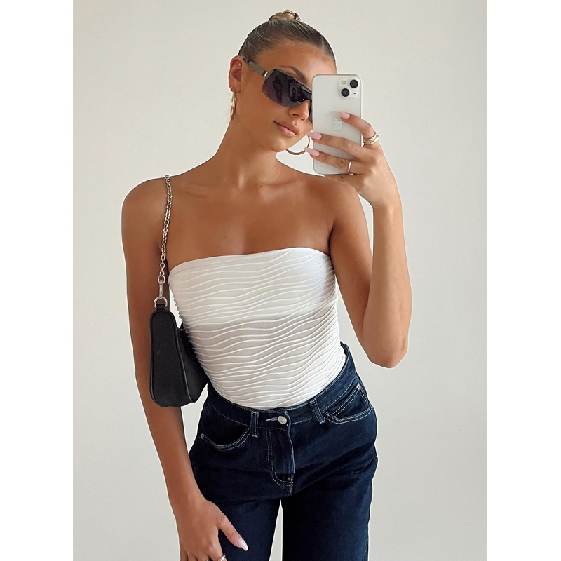 Makena Strapless Bodysuit White