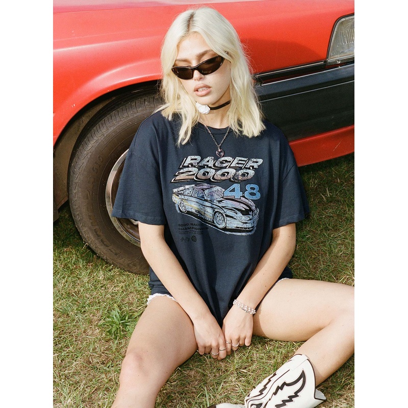 Racer 2000s Oversized Tee Slate