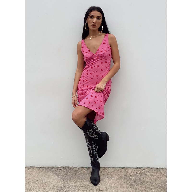 Sariah Midi Dress Pink Floral