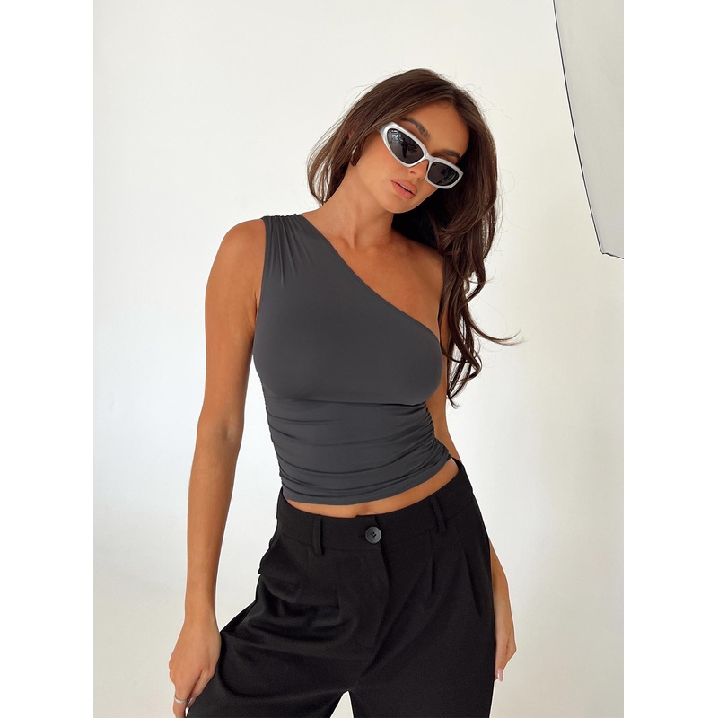 Annem One Shoulder Top Slate
