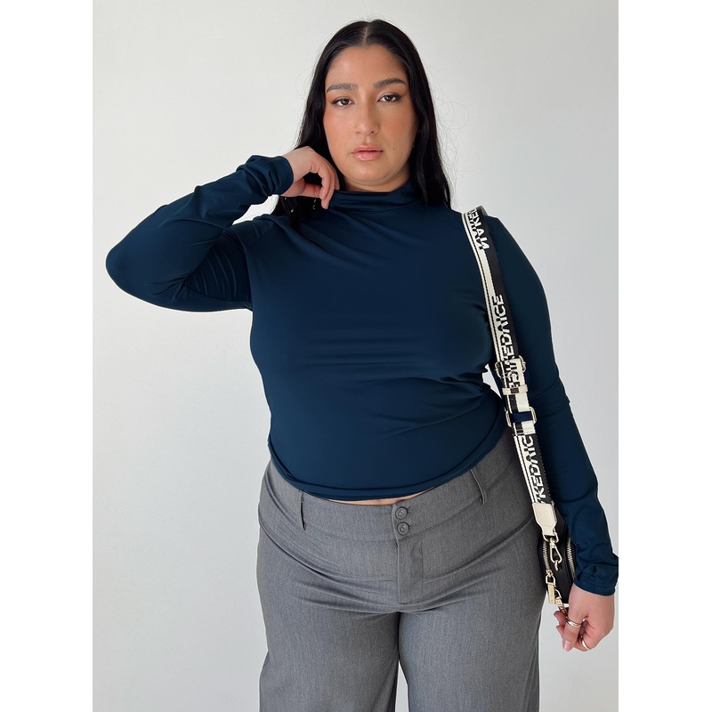 Elysium Long Sleeve Turtleneck Top Navy Curve