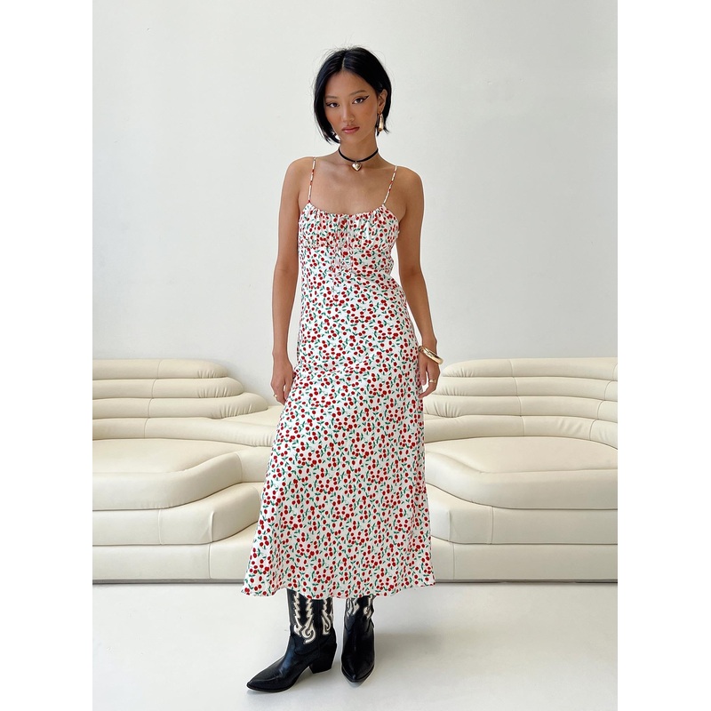 Kaplan Midi Dress White / Red