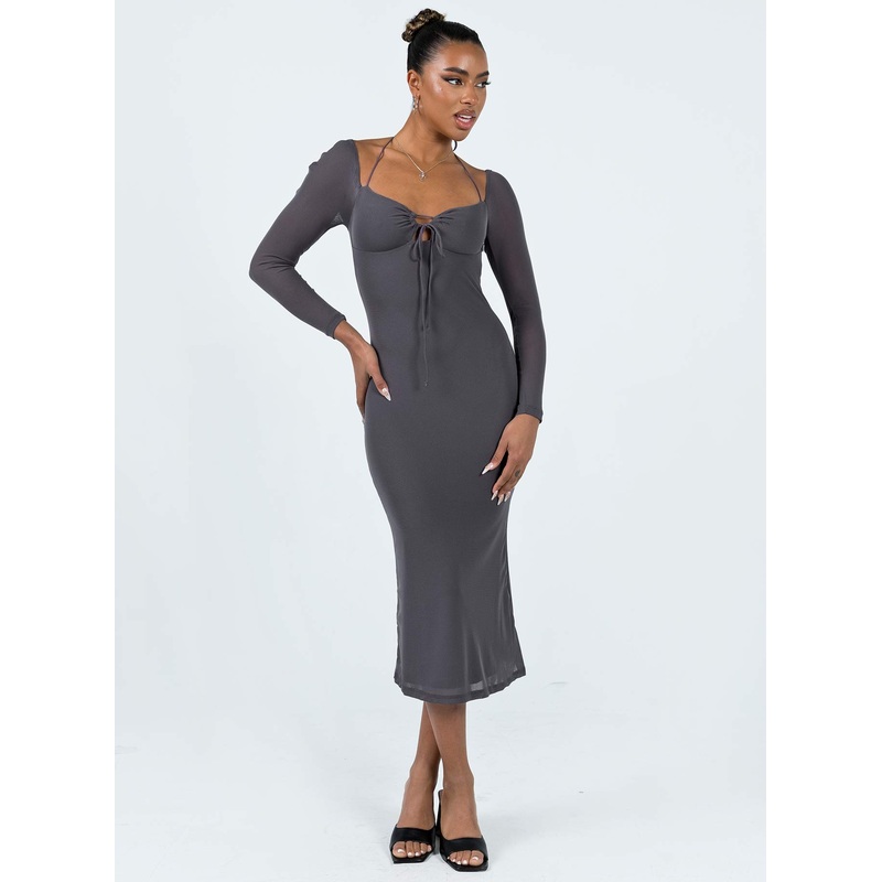 Fowlers Long Sleeve Midi Dress Slate