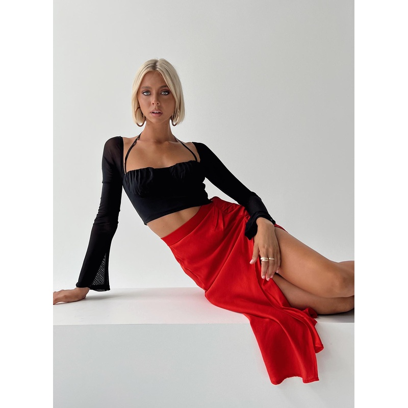 Mabel Midi Skirt Red
