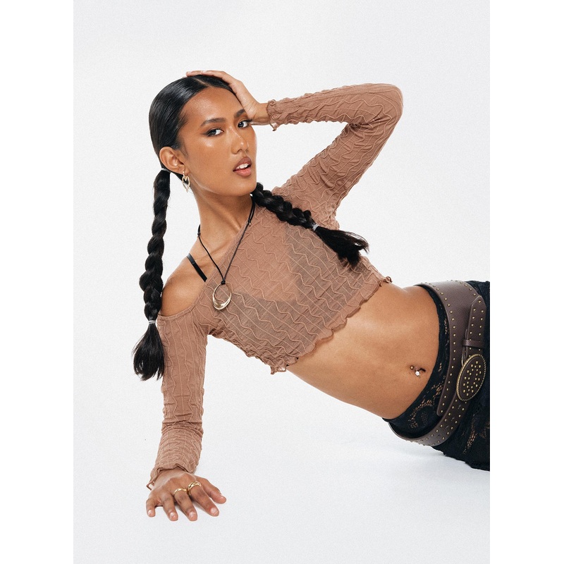 Macgraw Off The Shoulder Top Beige
