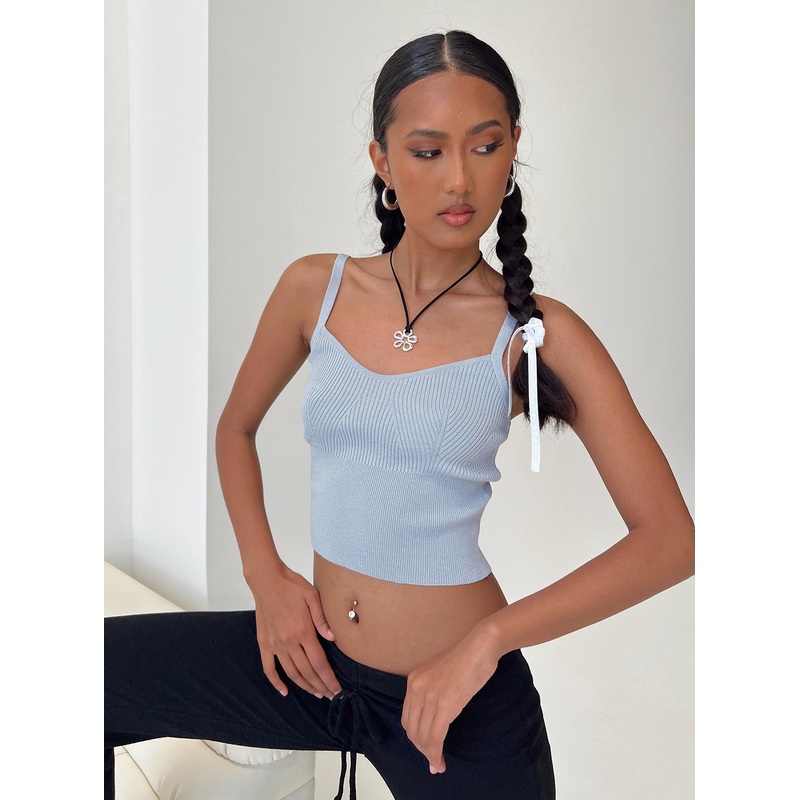 Marian Knit Tank Top Blue
