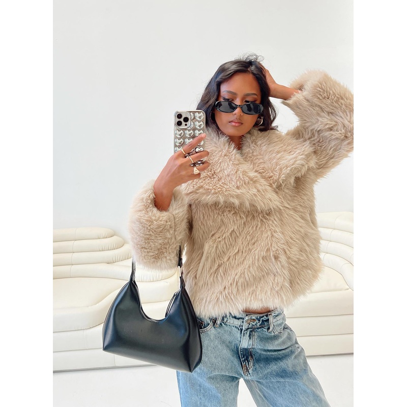 Valencia Faux Fur Jacket Beige