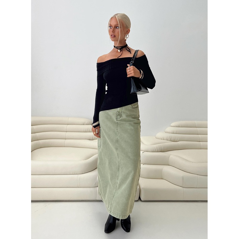 Mcguane Denim Midi Skirt Green
