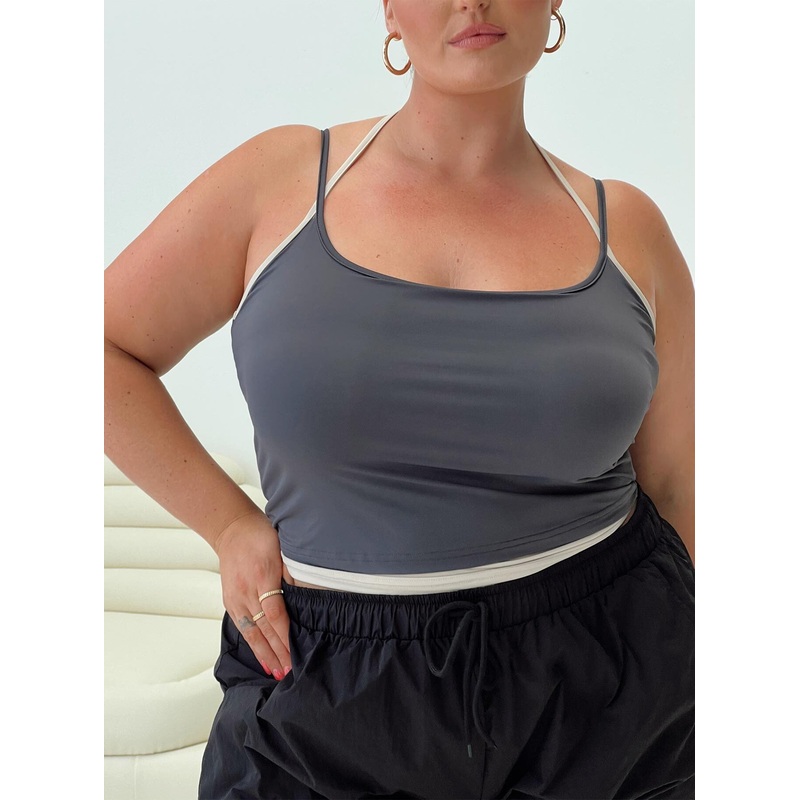Premier Layered Tank Top Slate Curve