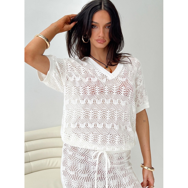 Vacation Knit Top White