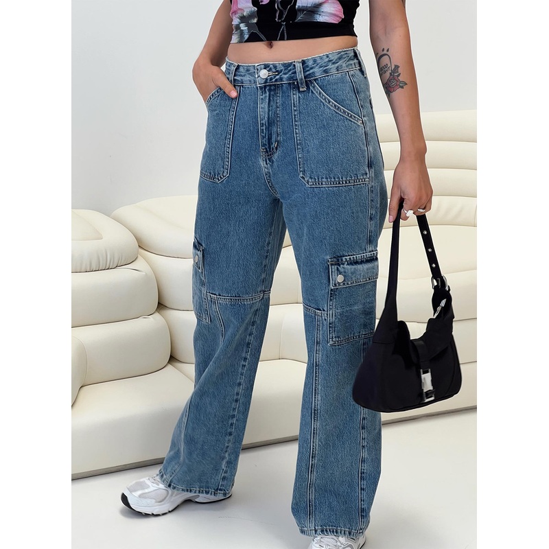 Vincent Cargo Jeans Dark Wash Denim