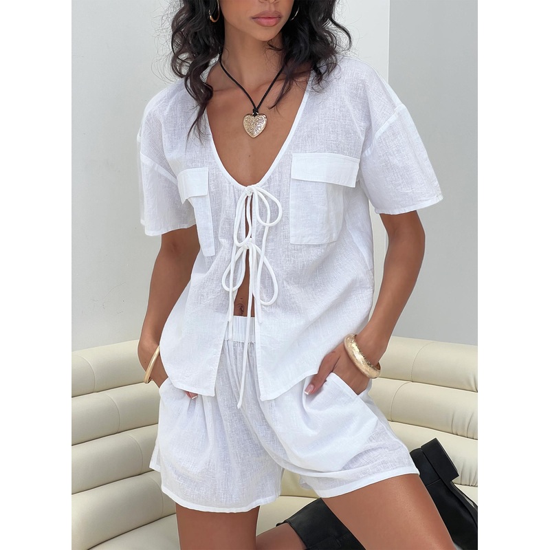 Hemenway Tie Front Set White