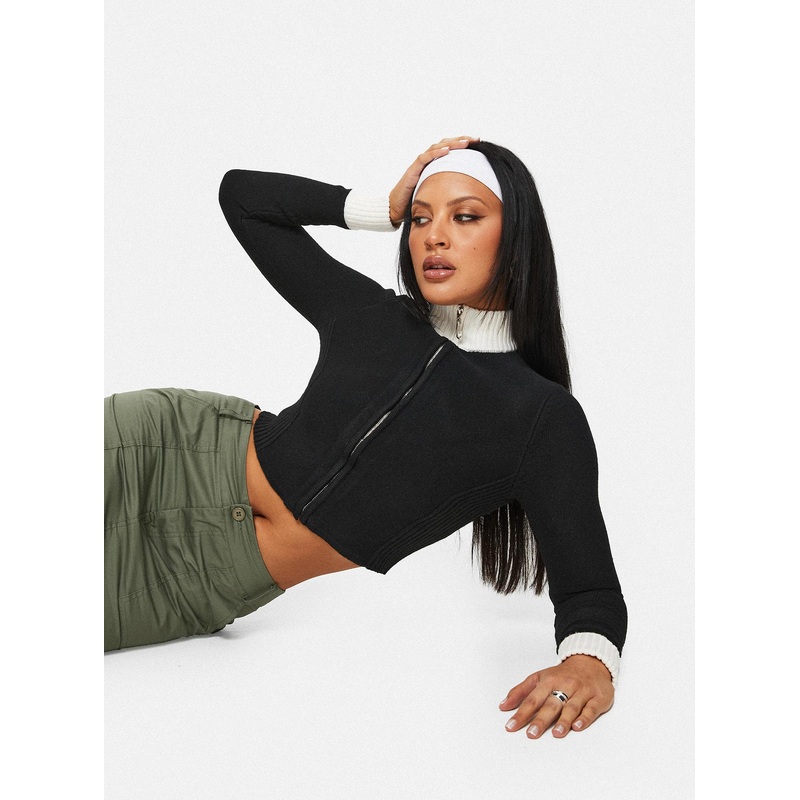 Meggie Polo Knit Sweater Black