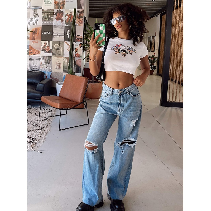 Meliana Wide Leg Denim Jeans