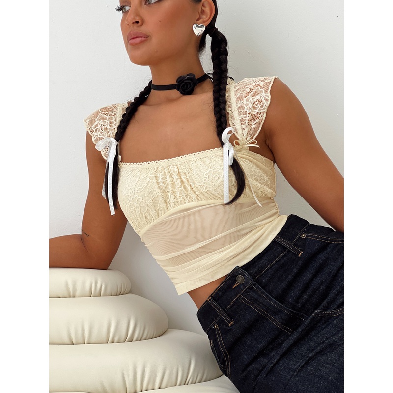 Perotti Cap Sleeve Top Cream